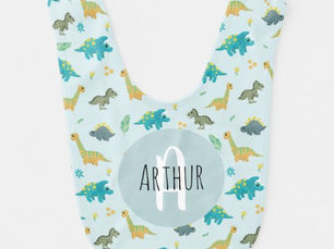Top 10! Boys Cute Blue T-Rex Jungle Dinosaur Pattern Baby Bib