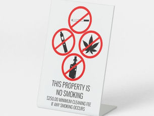 Review Short Term Rental Business No Smoking Cigarettes Pedestal Sign