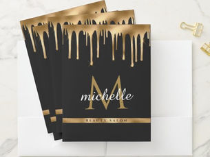 Big Deals! elegant monogram faux luxury gold pocket folder