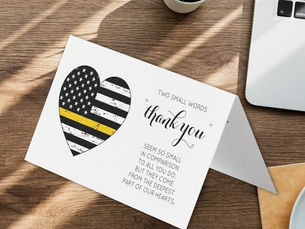 Review Dispatcher Thin Gold Line 911 Police Thank You Business Card