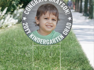 Review 2 Sided ANY Grade Kids Graduation Round Photo Yard Sign
