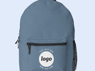 Best Deals! Round Logo Text Promotional Business Blue Gray Printed Backpack