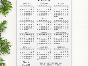 Hot Deals! 2025 Calendar Magnet Company Logo White Black