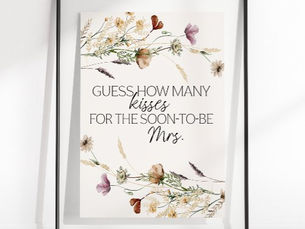Big Deals! Vintage Tiny Floral Guess How Many Kisses Game Poster