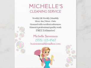 Hot Deals! Pink Glitter Cartoon Maid House Cleaning Service Flyer
