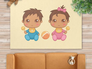 Hot Review! Baby Twins Boy and Girl V2 Outdoor Rug