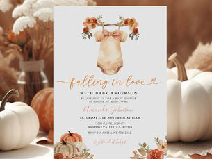 Review Falling In Love Floral Baby Clothes Baby Shower Invitation