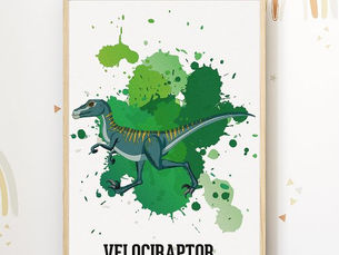 Hot Deals! Velociraptor Nursery Print Dino Kids Room Poster