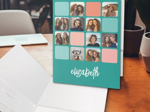 Hot Deals! 10 Photo Collage Aqua Coral Script Name Pocket Folder