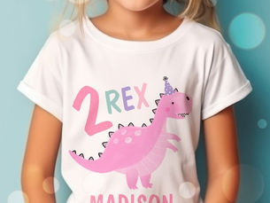Top 5! Pink Dinosaur Two Rex 2nd Birthday Party T-Shirt