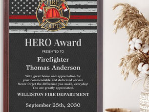 Hot Deals! Firefighter HERO Custom Logo Thin Red Line Award Plaque