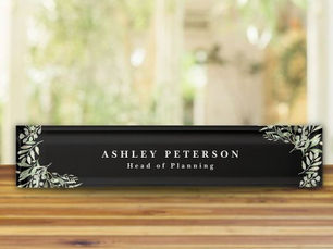 Big Deals! Elegant Spring Watercolor Leaves Desk Name Plate