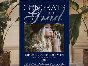 Hot Deals! Blue Silver Congrats Graduate Foam Board