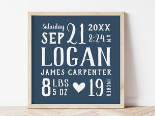 Review Navy Blue Baby Name Birth Stats | Editable Colors Poster