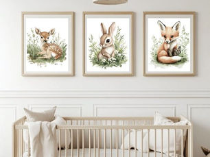 Hot Review! Watercolor Woodland Baby Animals Nursery Decor Wall Art Sets
