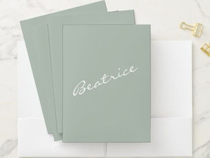 Big Deals! Simple Minimalist Script Name Modern Sage Custom Pocket Folder