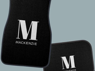 Hot Review! Monogram Initial Name Simple Black and White Car Floor Mat