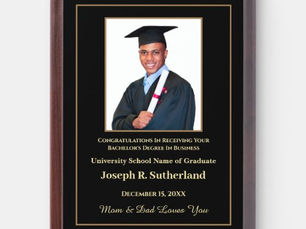 Review Graduate Graduation Photo School College Gold Award Plaque