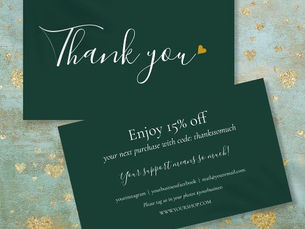 Big Deals! Emerald Green Thank You For Shopping Discount Card