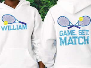 Best Deals! Tennis racquet and ball blue cyan graphic custom hoodie