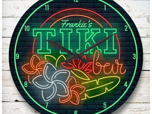 Review Customize NAME Neon Style Tropical Tiki Beach Bar Large Clock