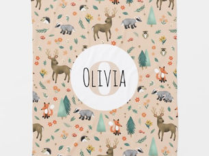 Top 5! Girls Cute Pink Woodland Animals Monogram Baby Blanket