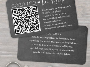 Top 5! 100 Pack QR RSVP & Details Chalkboard Enclosure Business Card