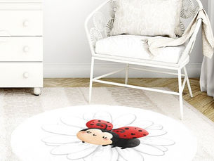 Big Deals! Cute Ladybug Lovebug Name Black White Red Girl Rug