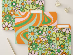 Best Price! Groovy Retro 60s 70s Patterns Orange Green File Folder