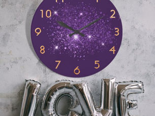 Best Deals! Purple glitter dust gold large clock
