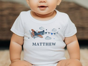 Top 5! Vintage Airplane Watercolor Baby Bodysuit