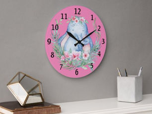 Best Deals! Adorable Sleepy Elephant PInk Floral Baby Nursery Large Clock