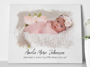 Hot Review! Baby Birth Stats Photo Newborn Keepsake Nursery Canvas Print