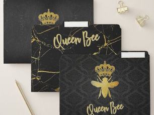 Big Deals! QUEEN BEE Cute File Folders Gold Black best seller
