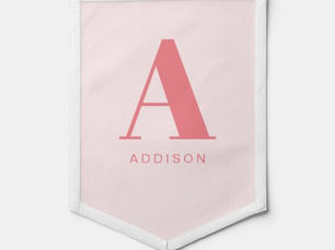 Top 5! Simple Pink Minimalist Monogram Pennant