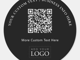 Top 10! Simple Black Business Logo QR Code Promotional Classic Round Sticker