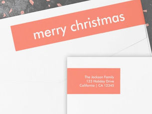 Best Price! Coral Red Christmas | Minimalist Return Address Wrap Around Label