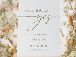 Top 5! Gold Calligraphy Rustic She Said Yes Engagement Foam Board