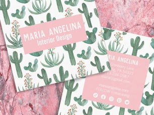 Big Deals! Desert Cactus and Succulents Watercolor Design Square Business Card