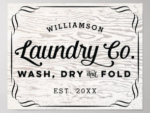 Review Personalized Laundry Wash Dry Fold on Rustic Wood Poster