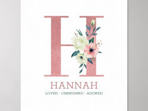 Best Deals! Monogram Letter H Pink Watercolor Floral Nursery Poster