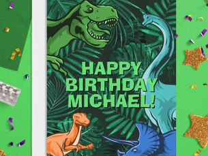 Review Kids Jurassic Dino Dinosaur Personalized Birthday Card