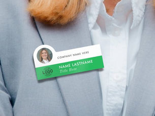 Big Deals! Logo Photo ID Simple Green White Business Employee Name Tag