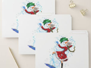 Big Deals! Christmas File Folder Snowman and Girl Dancers Fun