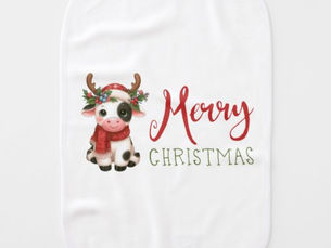 Top 5! Merry Christmas cute cow Baby Burp Cloth