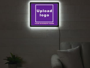 Top 5! Business Name and Logo on Purple Illuminated Sign