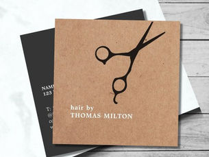 Top 10! Modern Kraft Black Scissors Hair Stylist Square Business Card