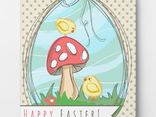 Top 10! Cute Easter chick with mushroom Happy Easter Plaque