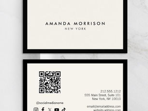 Hot Deals! Minimalist Luxury Black/Ivory QR Code Social Media Business Card