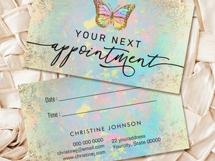 Review pastel butterfly faux foil appointment card